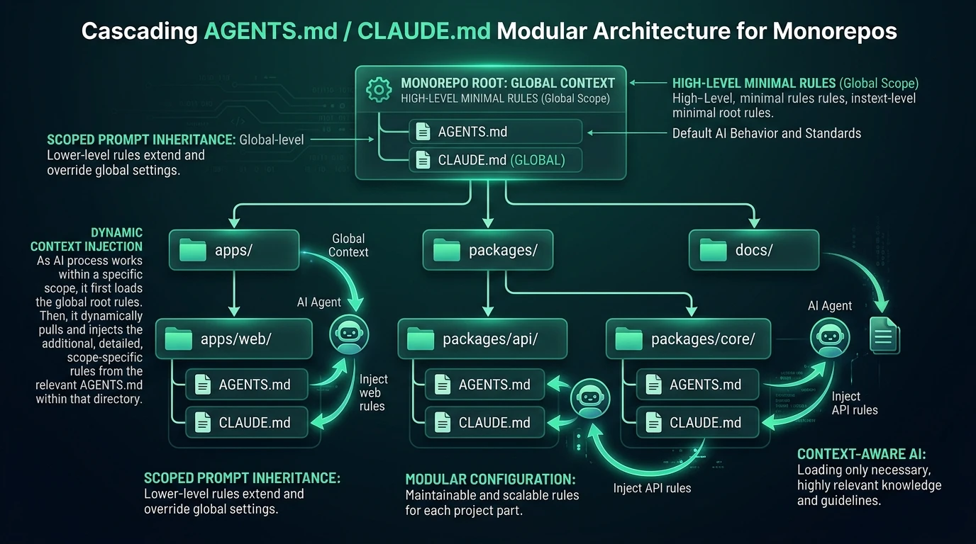 Cascading AGENTS.md / CLAUDE.md モジュール型アーキテクチャ